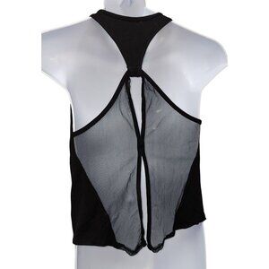 NWOT Girls Bloch Black Sheer Mesh Tie Back Split Flowy Dance Top Tank Size 10